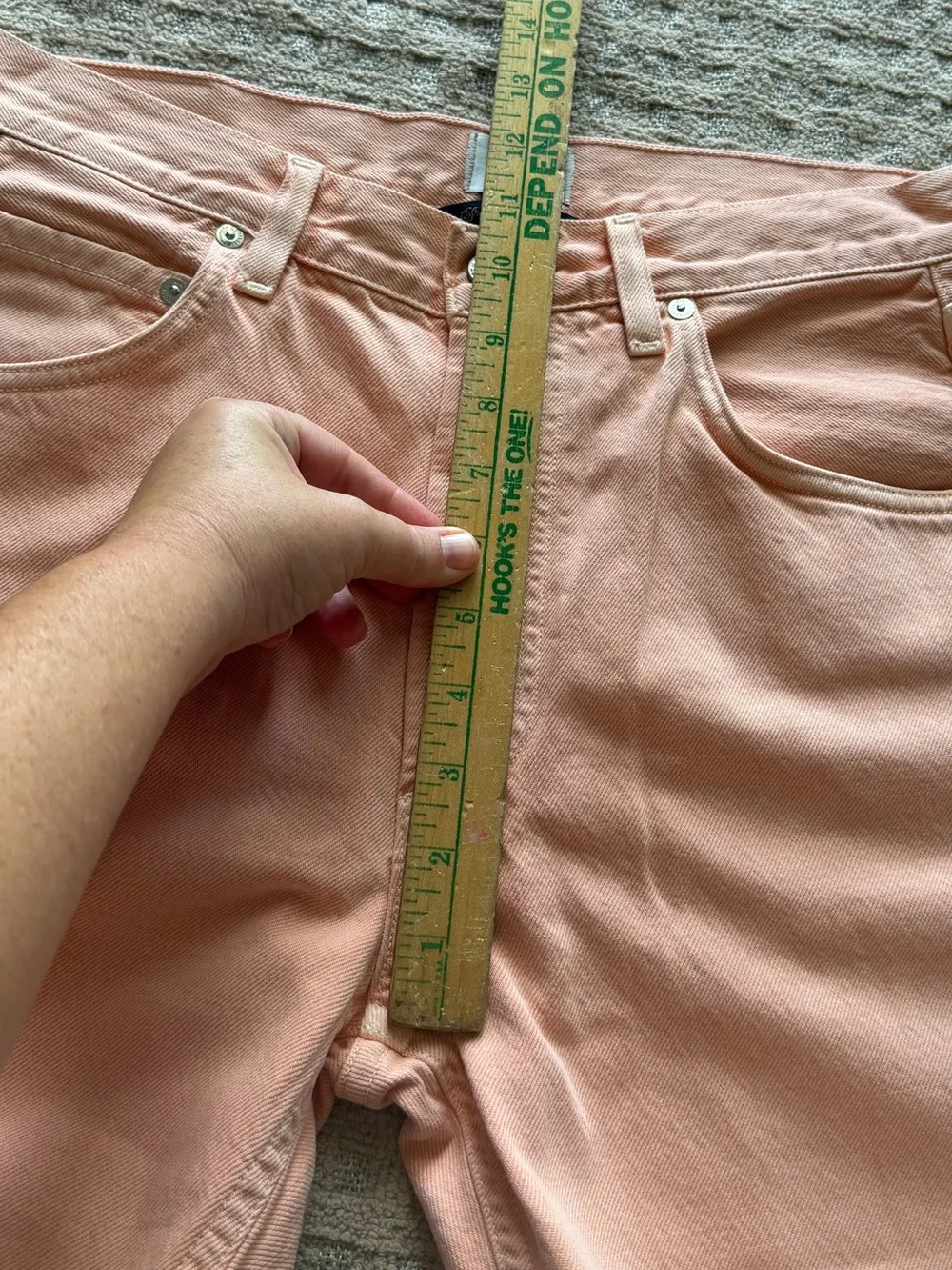 Citizens of humanity now Palma straight clean hem cropped peach color jeans